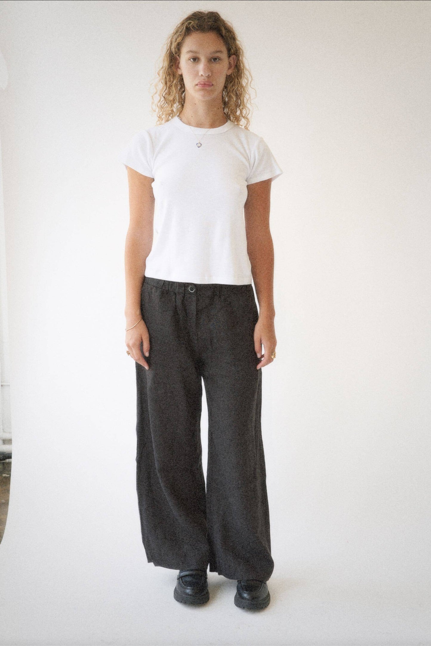 Washed Linen Trouser | Black